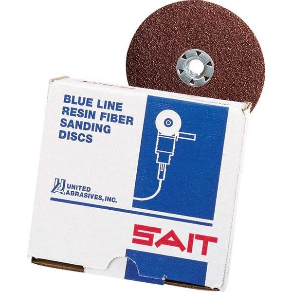 Sait - 4-1/2" Diam 5/8-11 Threaded Hole 60 Grit Fiber Disc - Medium Grade, Ceramic - Caliber Tooling