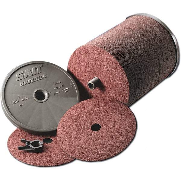 Sait - 4-1/2" Diam 7/8" Hole 80 Grit Fiber Disc - Aluminum Oxide, 11,000 Max RPM - Caliber Tooling