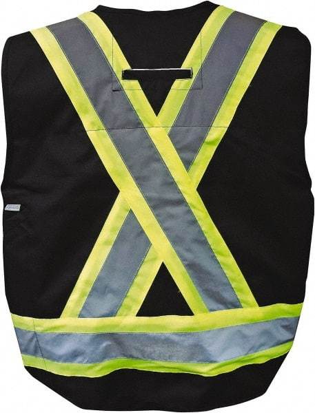 Viking - Size 2XL Flame Resistant/Retardant Black Solid Surveyor's Vest - 51" Chest, ASTM F2302-08, CSA Z96-09 Class 1, Level FR, Snaps Closure, 8 Pockets, Polyester - Caliber Tooling