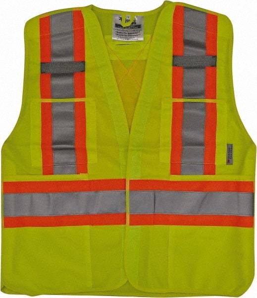 Viking - Size 4X/5XL High Visibility Lime Solid Breakaway Vest - 58 to 60" Chest, Hook & Loop Closure, 4 Pockets, Polyester - Caliber Tooling