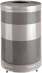 Rubbermaid - 51 Gal Silver Round Decorative Waste Receptacle With Top - Steel, 902mm High - Caliber Tooling