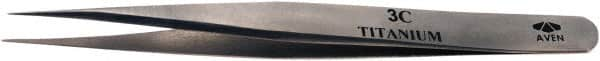 Aven - 4-1/4" OAL 3C Precision Tweezers - Fine Straight Point - Caliber Tooling