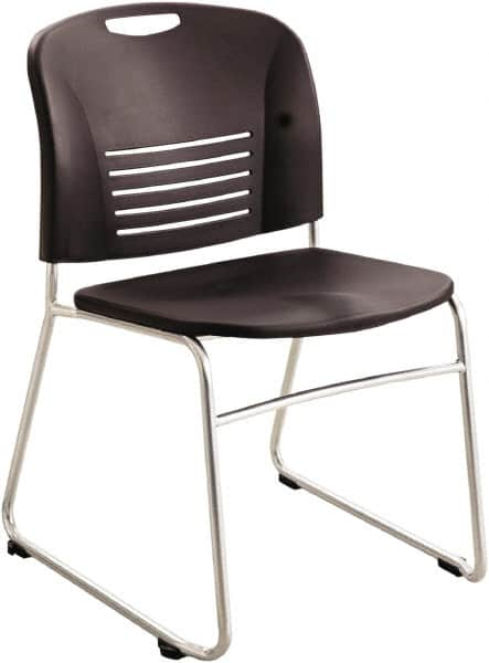 Safco - Plastic Black Stacking Chair - Silver Frame, 22-1/2" Wide x 19-1/2" Deep x 32-1/2" High - Caliber Tooling