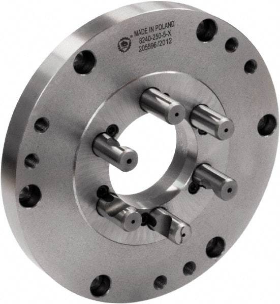 Bison - Adapter Back Plate for 20" Diam Self Centering Lathe Chucks - D1-11 Mount, 7.5906" Through Hole Diam, 19.685" OD, 0.2362" Flange Height, Cast Iron - Caliber Tooling