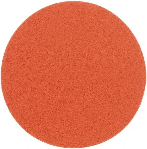 Norton - 5" Diam, 80 Grit Ceramic Adhesive PSA Disc - Coarse Grade, Orange, Y Weighted Backing, Flexible - Caliber Tooling