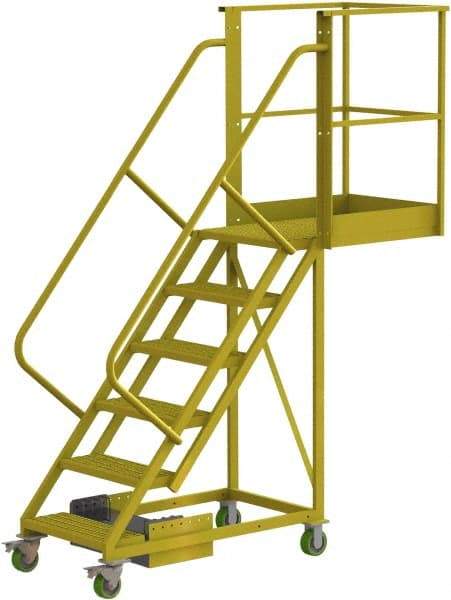 TRI-ARC - 102" 6 Step Configurable Cantilever Ladder - Unsupported, 300 Lb Capacity, 60" Platform Height, 30" Base Width x 82" Base Depth, Perforated Tread - Caliber Tooling