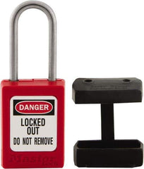 Master Lock - 1.52 Inch Long, Black, TPE Padlock Cover - Compatible with Lockout Padlock and 1/4 Inch Shackle Diameter, Use with S31, S32 and S33 - Caliber Tooling