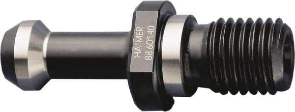 HAIMER - CAT50 Taper, 1-8 Thread, 30° Angle Radius, Standard Retention Knob - 3.35" OAL, 0.91" Knob Diam, 1.3839" Flange Thickness, 3.35" from Knob to Flange, 0.67" Pilot Diam, 0.335" Coolant Hole, Through Coolant - Exact Industrial Supply