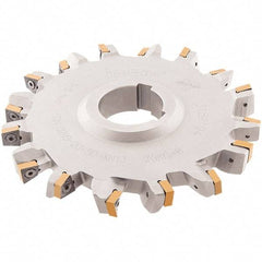 Iscar - Arbor Hole Connection, 0.56" Cutting Width, 1.075" Depth of Cut, 4" Cutter Diam, 1-1/4" Hole Diam, 10 Tooth Indexable Slotting Cutter - SDN-XN13 Toolholder, XNMU 13 Insert, Neutral Cutting Direction - Caliber Tooling