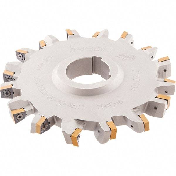 Iscar - Arbor Hole Connection, 3/4" Cutting Width, 1-3/4" Depth of Cut, 6" Cutter Diam, 1-1/2" Hole Diam, 14 Tooth Indexable Slotting Cutter - SDN-XN13 Toolholder, XNMU 13 Insert - Caliber Tooling