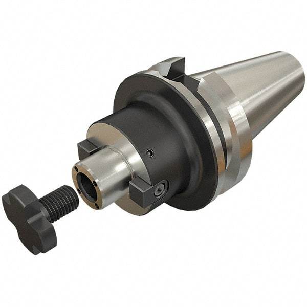 Iscar - BT50 Taper Shank 27mm Pilot Diam Shell Mill Holder - 320mm Flange to Nose End Projection, 61mm Nose Diam, Through-Spindle & DIN Flange Coolant - Exact Industrial Supply