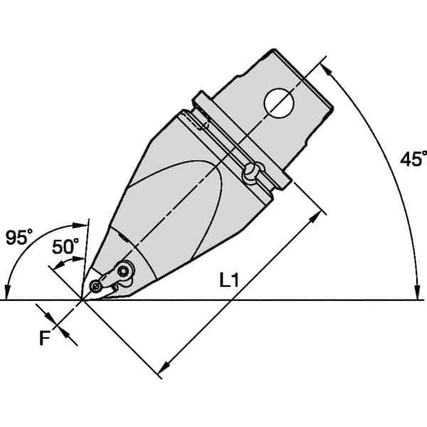 Kennametal - Left Hand Cut, Size KM63, WN.. Insert Compatiblity, Modular Turning & Profiling Cutting Unit Head - 115mm Head Length, Through Coolant, Series M-Clamping - Caliber Tooling