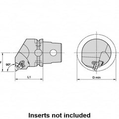 Kennametal - Insert Style LT 16NR, 40mm Head Length, Right Hand Cut, Internal Modular Threading Cutting Unit Head - System Size KM40TS, 27mm Center to Cutting Edge, Series LT Threading - Caliber Tooling