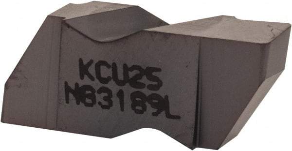 Kennametal - 3189NG Grade KCU25, 4.8mm Cutting Width Carbide Grooving Insert - 3.81mm Max Depth of Cut, Left Hand, 0.57mm Corner Radius, AlTiN Finish - Caliber Tooling