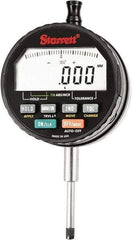 Starrett - 1" Max Measurement, 0.00005, 0.0001, 0.0005 & 0.001" Graduation, Electronic Drop Indicator - Accurate to 0.0001", Inch & Metric System, LCD Display - Caliber Tooling