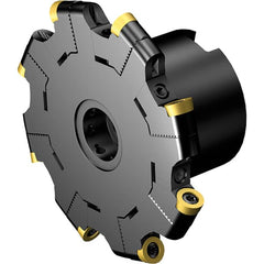 Sandvik Coromant - 0.6299" Cutting Width, 1.2008" Depth of Cut, 5" Cutter Diam, 1.2598" Hole Diam, 8 Tooth Indexable Slotting Cutter - Right Hand Cutting Direction - Caliber Tooling