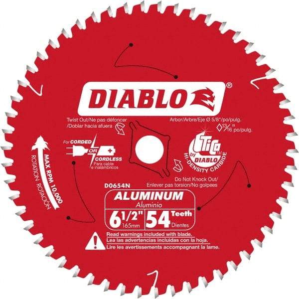 Freud - 6-1/2" Blade Diam, 56 Teeth, Carbide-Tipped Cold Saw Blade - 5/8" Arbor Hole Diam, 0.045" Blade Thickness - Caliber Tooling