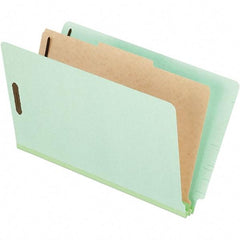 Pendaflex - 8-1/2 x 14", Legal, Pale Green, Classification Folders with End Tab Fastener - 25 Point Stock, End Tab Cut Location - Caliber Tooling