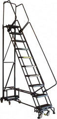 Ballymore - 90" 9 Step Ladder - Rolling Safety Ladder, 450 Lb Capacity, 90" Platform Height, 26" Base Width x 63" Base Depth, Abrasive Mat Tread - Caliber Tooling