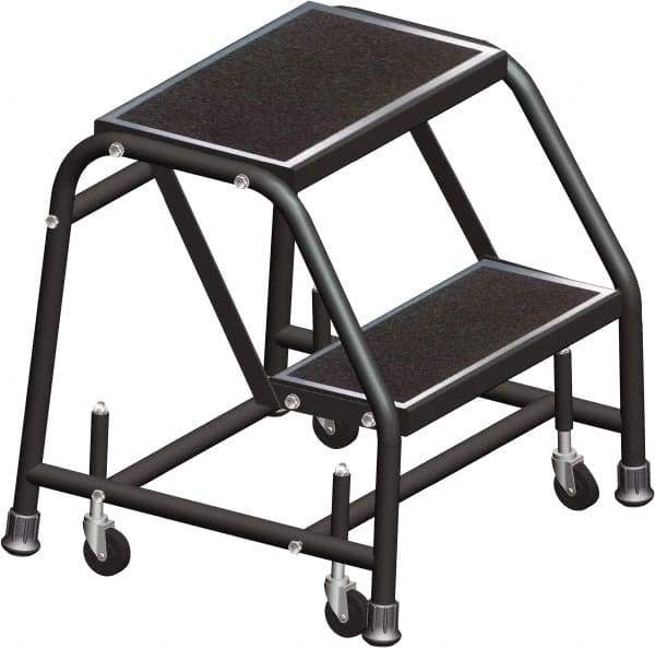 Ballymore - 19" 2 Step Ladder - Rolling Safety Ladder, 450 Lb Capacity, 19" Platform Height, 30" Base Width x 19" Base Depth, Abrasive Mat Tread - Caliber Tooling