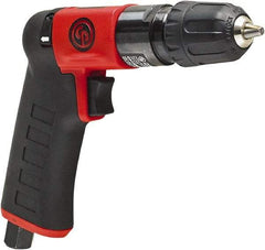 Chicago Pneumatic - 1/4" Reversible Keyless Chuck - Pistol Grip Handle, 2,800 RPM, 0.3 hp, 90 psi - Caliber Tooling