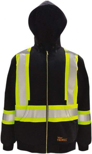 Viking - Size XL Flame Resistant/Retardant Jacket - Black, Cotton, Zipper Closure, 47" Chest - Caliber Tooling