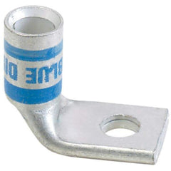 Panduit - 6 AWG Noninsulated Compression Connection Right Angle Ring Terminal - 1/4" Stud, 1.03" OAL x 0.48" Wide, Tin Plated Copper Contact - Caliber Tooling