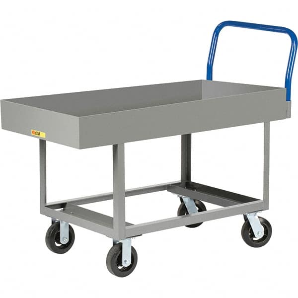 Little Giant - 2,000 Lb Capacity Steel Platform Truck - Steel Deck, 24" OAW, 49-1/2" Platform Length, Mold On Rubber Casters - Caliber Tooling