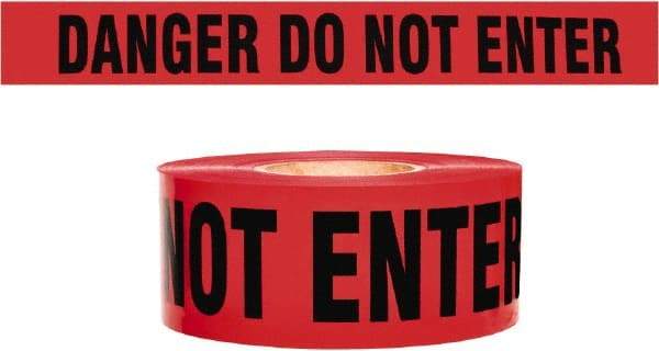 NMC - 135' Long x 3" Wide Roll, 100% Cotton, Red Barricade Tape - Message: Caution - Do Not Enter - Caliber Tooling