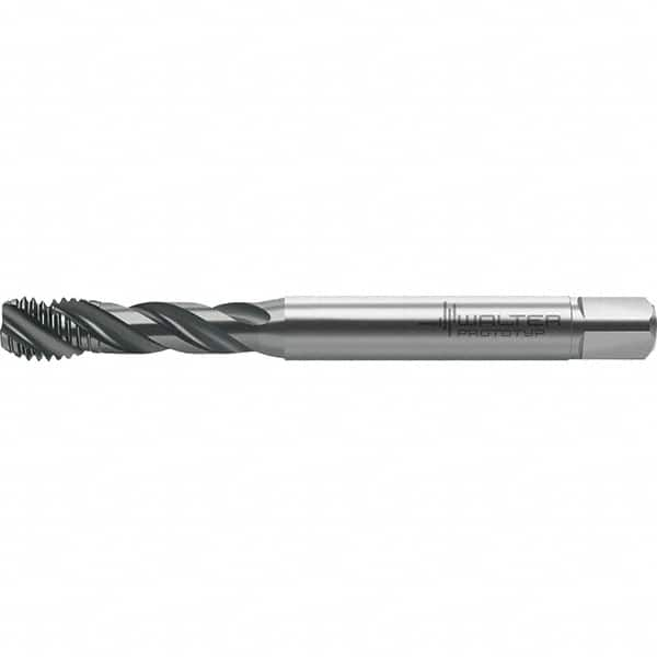 Walter-Prototyp - M4x0.70 Metric 3 Flute 6HX Semi-Bottoming Spiral Flute Tap - High Speed Steel, TiAlN Finish, 64.65mm OAL, Right Hand Flute, Right Hand Thread, Series TC121 - Caliber Tooling