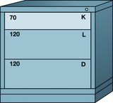 Table-Standard Cabinet - 3 Drawers - 30 x 28-1/4 x 30-1/8" - Multiple Drawer Access - Caliber Tooling