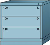 Table-Standard Cabinet - 3 Drawers - 30 x 28-1/4 x 30-1/8" - Single Drawer Access - Caliber Tooling