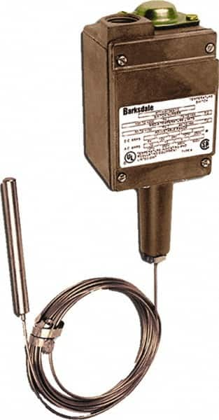 Barksdale - 150 to 350°F Remote Mount Temperature Switch - 3/8 x 4-1/16 Capillary, 304 Stainless Steel, ±1% of mid-60% of F.S. - Caliber Tooling