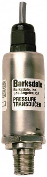 Barksdale - 5 Max psi, ±0.25% Accuracy, 1/4-18 NPT (Male) Connection Pressure Transducer - 100 mV Full Scale (10mV/V) Output Signal, Unshielded Jacketed Cable - 1m Wetted Parts, 1/4" Thread, -40 to 185°F, 15 Volts - Caliber Tooling