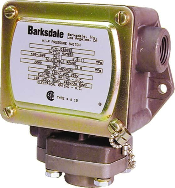 Barksdale - 0.5 to 30 PSI Adjustable Range, 2,000 Max psi, Diaphragm Piston Pressure Switch - 1/4 NPT Female, Screw Terminals, SPDT Contact, SS Wetted Parts, 2% Repeatability - Caliber Tooling