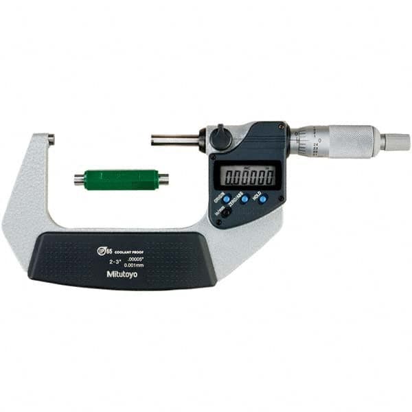 Mitutoyo - Electronic Outside Micrometers Type: Coolant-proof Minimum Measurement (Decimal Inch): 2.0000 - Caliber Tooling