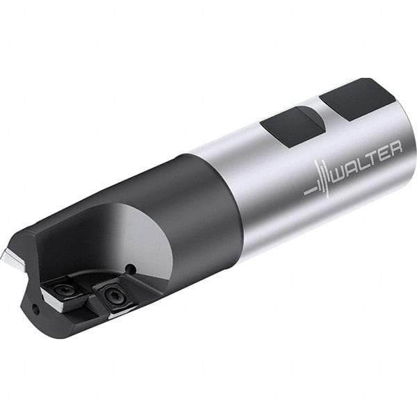 Walter - 25mm Cut Diam, 13.3mm Max Depth of Cut, 25mm Shank Diam, 100mm OAL, Indexable Square Shoulder End Mill - Weldon Shank, 0° Lead Angle, Through Coolant, Series M4792-W - Caliber Tooling