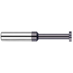 Woodruff Keyseat Cutter: 0.093″ Cut Dia, 0.047″ Cut Width, 1/8″ Shank Dia, Straight Tooth 1-1/2″ OAL, 4 Teeth, Solid Carbide, AlTiN Finish