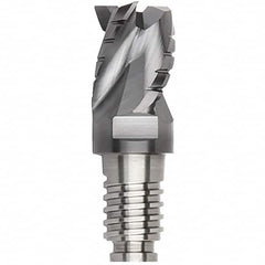 Kennametal - 5/8" Diam, 15/32" LOC, 3 Flute, 0.015" Corner Radius End Mill Head - Solid Carbide, AlTiN Finish, Duo-Lock 16 Connection, Spiral Flute, 35° Helix, Centercutting - Caliber Tooling