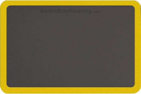 Smart Step - 3' Long x 2' Wide, Dry Environment, Anti-Fatigue Matting - Gray with Yellow Borders, Urethane with Urethane Sponge Base, Beveled on All 4 Sides - Caliber Tooling