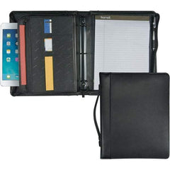 Samsill - 13-1/2" Long x 11" Wide Leatherette Two-Pocket Portfolios - Black - Caliber Tooling