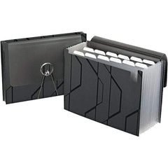 Pendaflex - 11-3/4 x 9-1/2", Letter Size, Black, Expandable File Folders with Elastic Cord Closure - 1/6 Tab Cut Location - Caliber Tooling