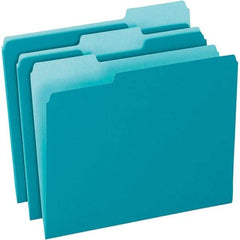 Pendaflex - 11-5/8 x 9-1/2", Letter Size, Teal, File Folders with Top Tab - 11 Point Stock, Assorted Tab Cut Location - Caliber Tooling