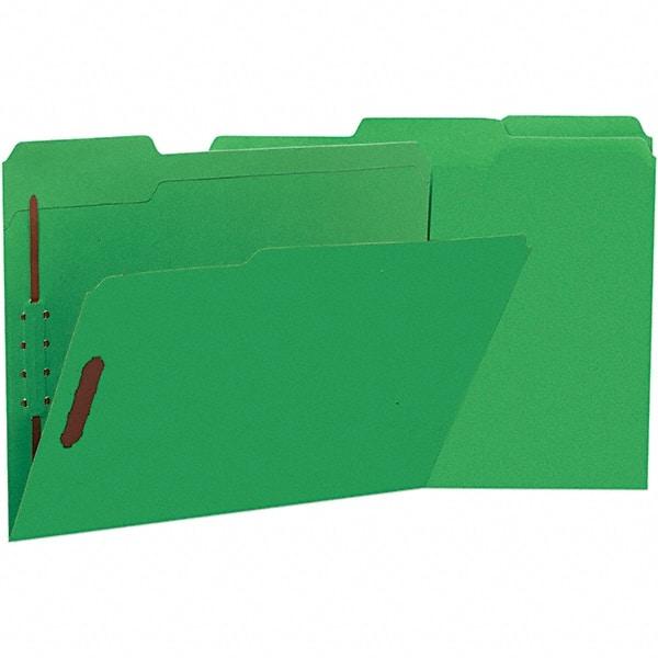 UNIVERSAL - 8-1/2 x 11", Letter Size, Green, File Folders with Top Tab - 11 Point Stock, Assorted Tab Cut Location - Caliber Tooling