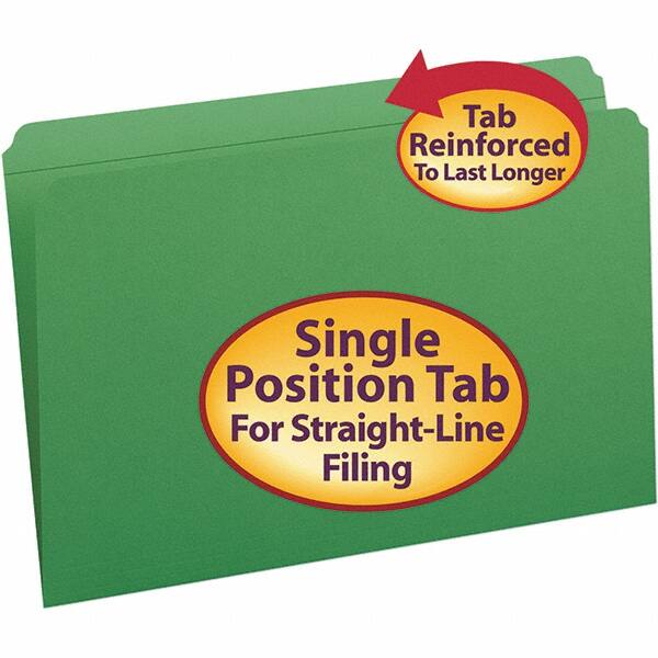 SMEAD - 14-3/4 x 9-1/2", Legal, Green, File Folders with Top Tab - 11 Point Stock, Straight Tab Cut Location - Caliber Tooling