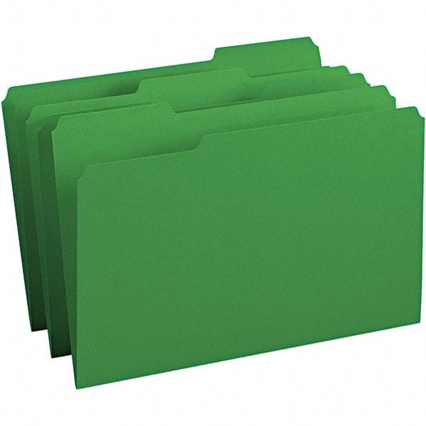 SMEAD - 14-3/4 x 9-1/2", Legal, Green, File Folders with Top Tab - 11 Point Stock, Assorted Tab Cut Location - Caliber Tooling