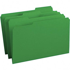 SMEAD - 14-3/4 x 9-1/2", Legal, Green, File Folders with Top Tab - 11 Point Stock, Assorted Tab Cut Location - Caliber Tooling