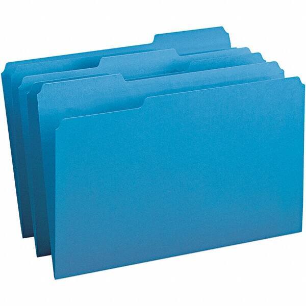 SMEAD - 14-3/4 x 9-1/2", Legal, Blue, File Folders with Top Tab - 11 Point Stock, Assorted Tab Cut Location - Caliber Tooling