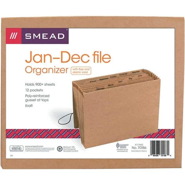 SMEAD - 12 x 10", Letter Size, Kraft, Expansion Folders - Assorted Tab Cut Location - Caliber Tooling