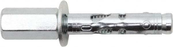 Powers Fasteners - 1/2" Diam, 1/2" Drill, 2-1/4" OAL, 2" Min Embedment Sleeve Concrete Anchor - 1018 Steel, Zinc-Plated Finish, Hex Head, Hex Drive, 2-1/4" Thread Length - Caliber Tooling